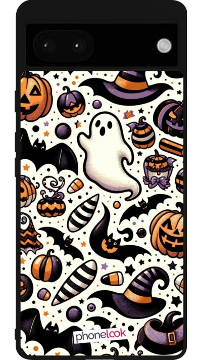 Coque Google Pixel 6a - Silicone rigide noir Halloween 2024 Cute Pattern