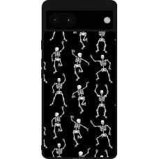 Coque Google Pixel 6a - Silicone rigide noir Halloween 2024 dancing skeleton