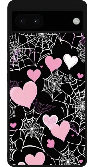 Coque Google Pixel 6a - Silicone rigide noir Halloween 2024 girly