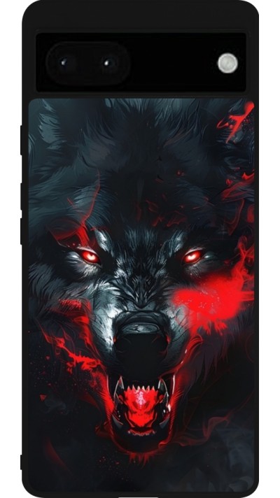 Coque Google Pixel 6a - Silicone rigide noir Halloween 2024 mad werewolf