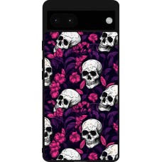 Coque Google Pixel 6a - Silicone rigide noir Halloween 2024 romantic skulls