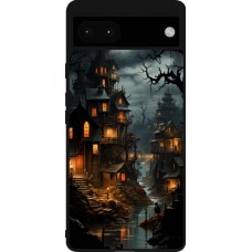 Coque Google Pixel 6a - Silicone rigide noir Halloween 2024 scary town