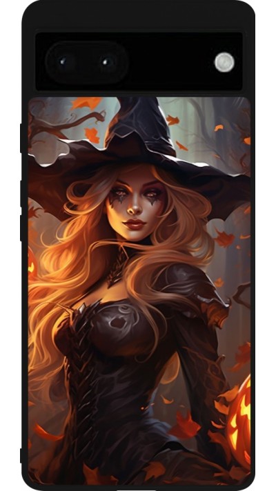 Coque Google Pixel 6a - Silicone rigide noir Halloween 2024 sexy witch