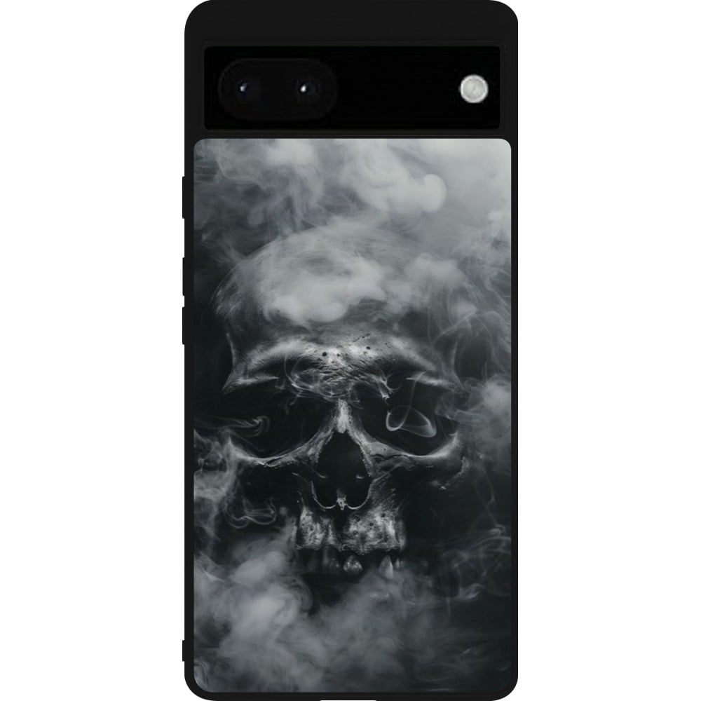 Coque Google Pixel 6a - Silicone rigide noir Halloween 2024 smoky skull