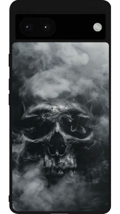 Coque Google Pixel 6a - Silicone rigide noir Halloween 2024 smoky skull