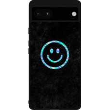 Coque Google Pixel 6a - Silicone rigide noir Happy smiely irisé