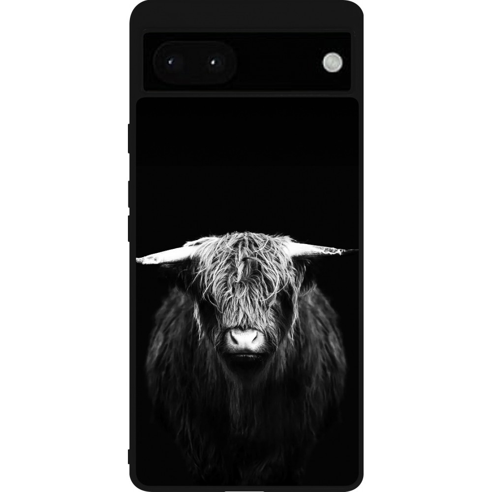 Coque Google Pixel 6a - Silicone rigide noir Highland calf black