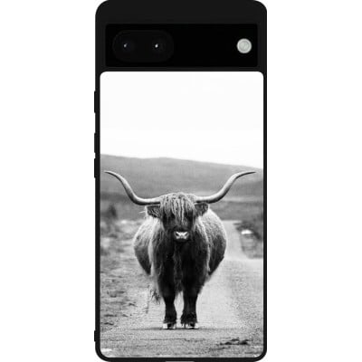 Coque Google Pixel 6a - Silicone rigide noir Highland cattle