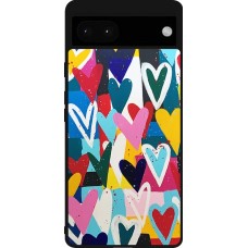 Google Pixel 6a Case Hülle - Silikon schwarz Joyful Hearts