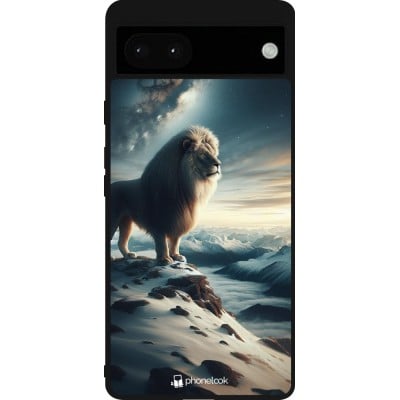 Coque Google Pixel 6a - Silicone rigide noir Le lion blanc