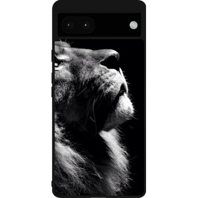 Coque Google Pixel 6a - Silicone rigide noir Lion looking up