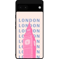 Google Pixel 6a Case Hülle - Silikon schwarz London Pink Print