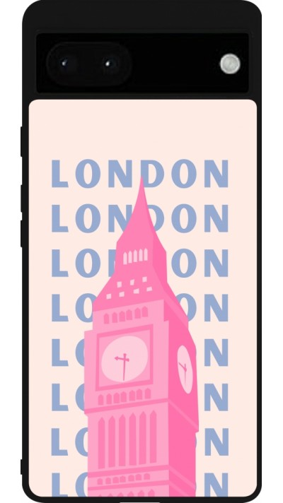 Coque Google Pixel 6a - Silicone rigide noir London Pink Print