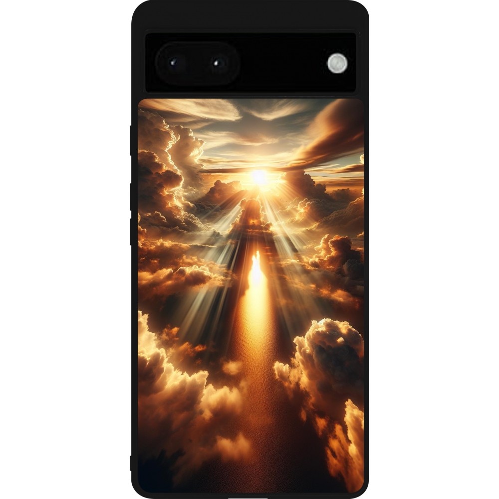 Coque Google Pixel 6a - Silicone rigide noir Lueur Céleste Zenith