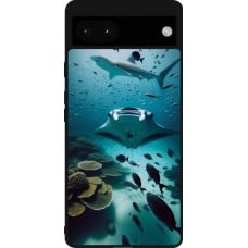 Coque Google Pixel 6a - Silicone rigide noir Manta Lagon Nettoyage