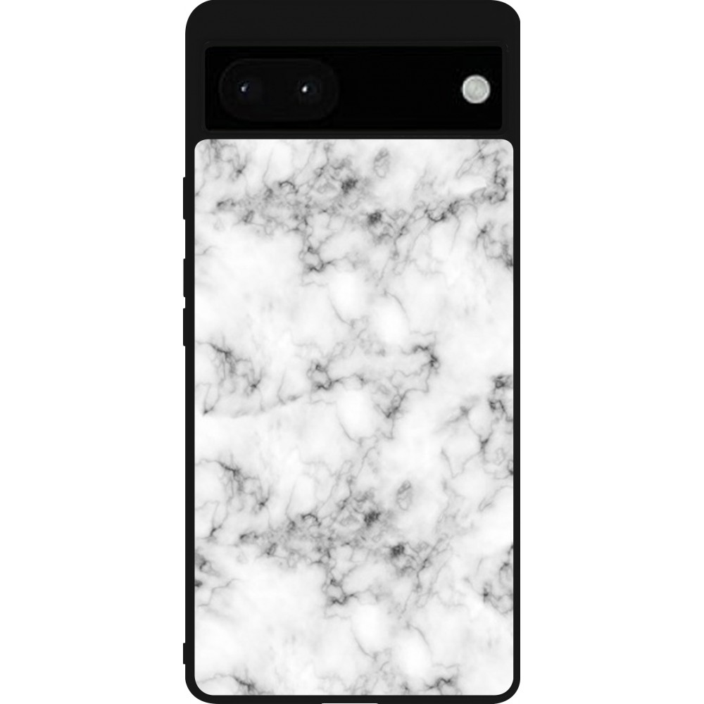 Coque Google Pixel 6a - Silicone rigide noir Marble 01