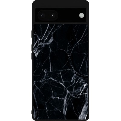 Coque Google Pixel 6a - Silicone rigide noir Marble Black 01