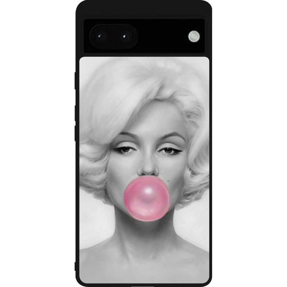 Google Pixel 6a Case Hülle - Silikon schwarz Marilyn Bubble