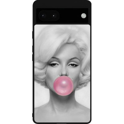 Coque Google Pixel 6a - Silicone rigide noir Marilyn Bubble