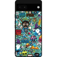 Coque Google Pixel 6a - Silicone rigide noir Mixed Cartoons Turquoise