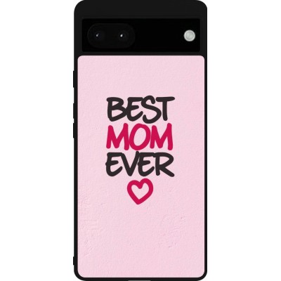 Coque Google Pixel 6a - Silicone rigide noir Mom 2023 best Mom ever pink