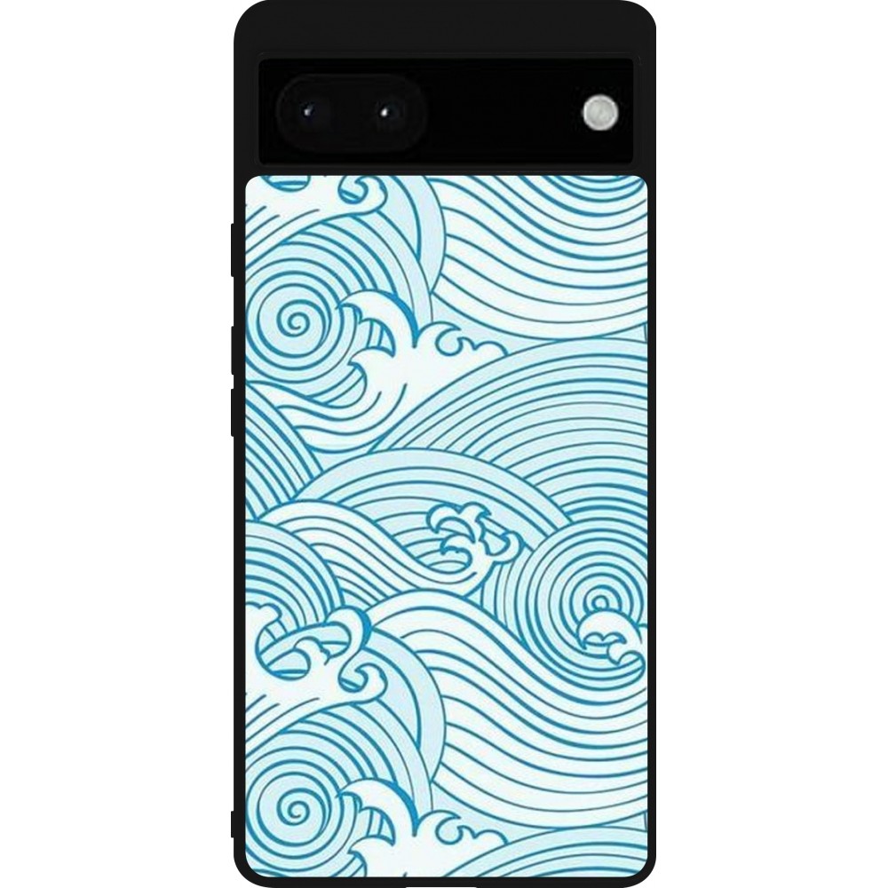 Coque Google Pixel 6a - Silicone rigide noir Ocean Waves