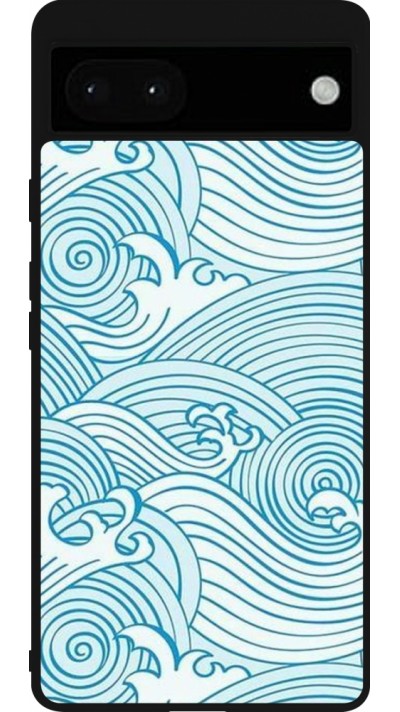 Coque Google Pixel 6a - Silicone rigide noir Ocean Waves