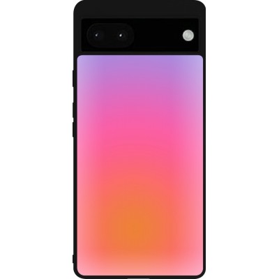 Coque Google Pixel 6a - Silicone rigide noir Orange Pink Blue Gradient