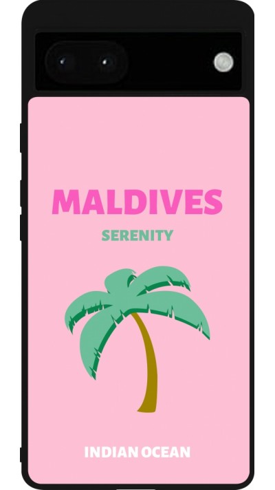 Coque Google Pixel 6a - Silicone rigide noir Pop Summer Destination Maldives