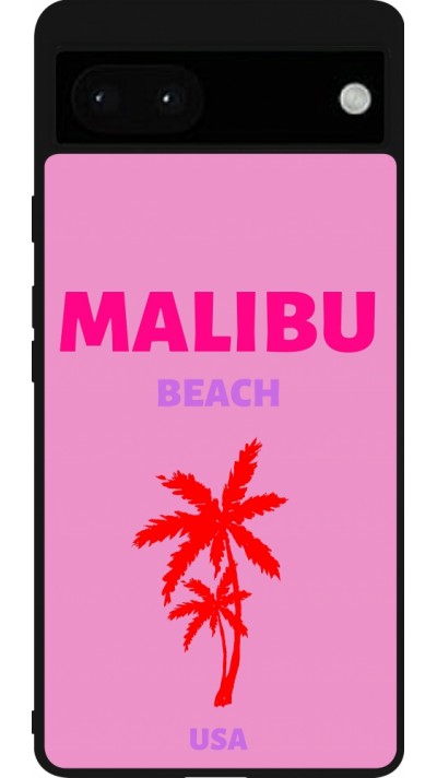 Coque Google Pixel 6a - Silicone rigide noir Pop Summer Destination Malibu