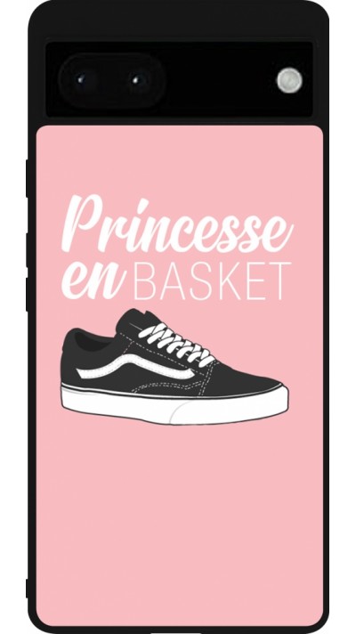 Coque Google Pixel 6a - Silicone rigide noir princesse en basket