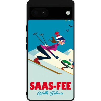 Coque Google Pixel 6a - Silicone rigide noir Saas-Fee Ski Downhill