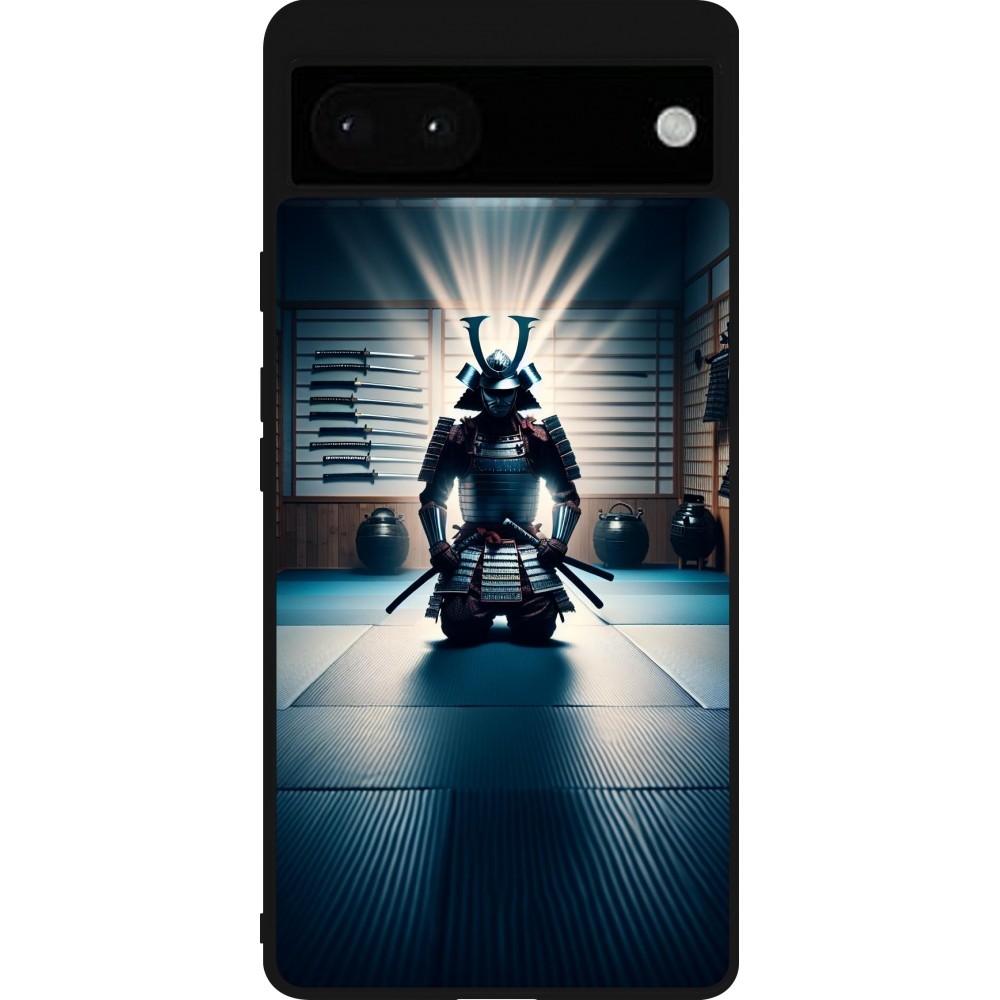 Coque Google Pixel 6a - Silicone rigide noir Samouraï en prière