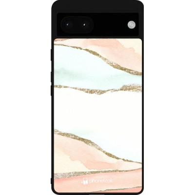 Coque Google Pixel 6a - Silicone rigide noir Shimmering Orange