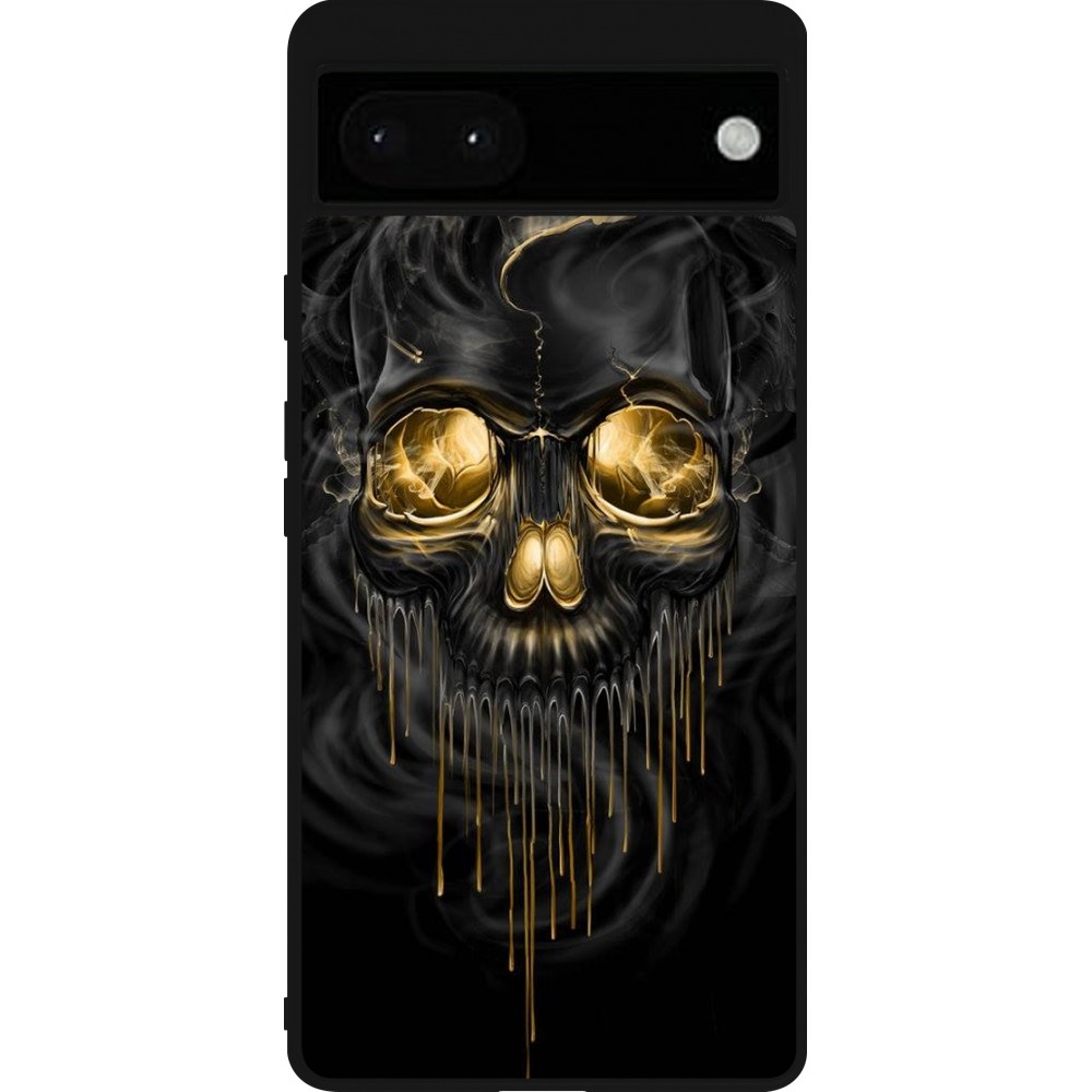 Google Pixel 6a Case Hülle - Silikon schwarz Skull 02