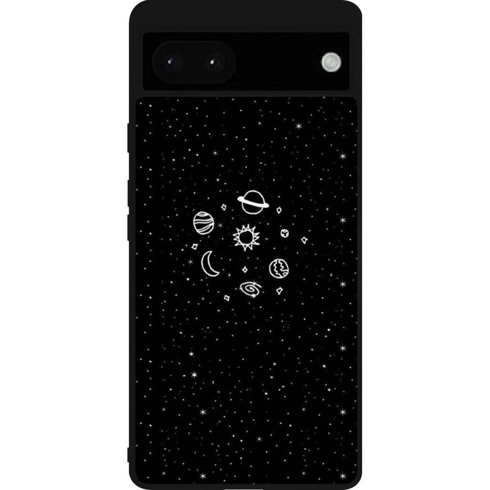 Google Pixel 6a Case Hülle - Silikon schwarz Space Doodle