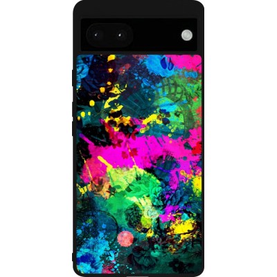 Coque Google Pixel 6a - Silicone rigide noir Splash paint