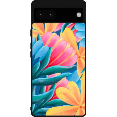 Coque Google Pixel 6a - Silicone rigide noir Spring 23 colorful flowers