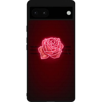 Coque Google Pixel 6a - Silicone rigide noir Spring 23 neon rose