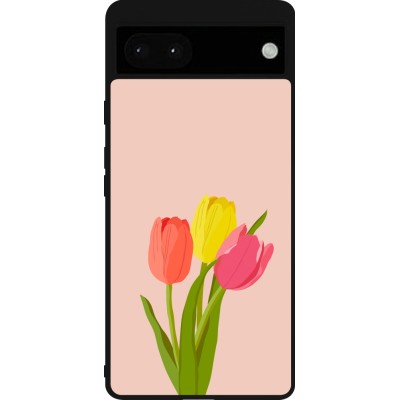 Coque Google Pixel 6a - Silicone rigide noir Spring 23 tulip trio