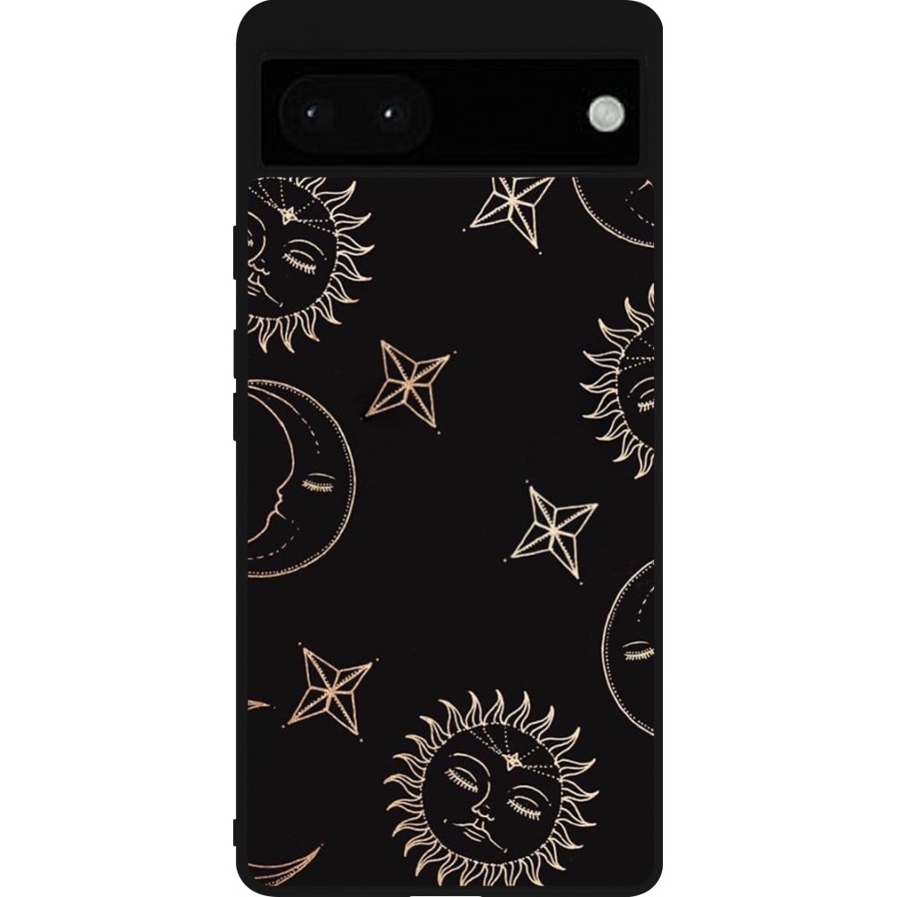 Coque Google Pixel 6a - Silicone rigide noir Suns and Moons