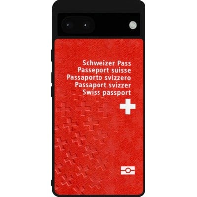 Coque Google Pixel 6a - Silicone rigide noir Swiss Passport