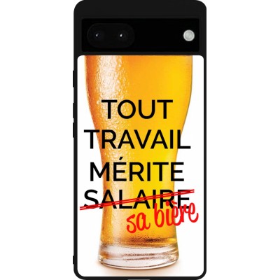 Coque Google Pixel 6a - Silicone rigide noir Tout travail mérite sa bière