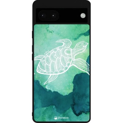 Coque Google Pixel 6a - Silicone rigide noir Turtle Aztec Watercolor