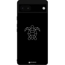 Coque Google Pixel 6a - Silicone rigide noir Turtles lines on black