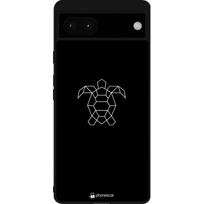 Coque Google Pixel 6a - Silicone rigide noir Turtles lines on black