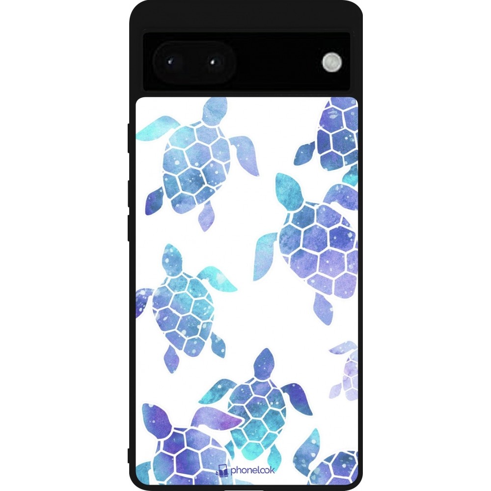 Coque Google Pixel 6a - Silicone rigide noir Turtles pattern watercolor