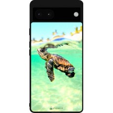 Coque Google Pixel 6a - Silicone rigide noir Turtle Underwater