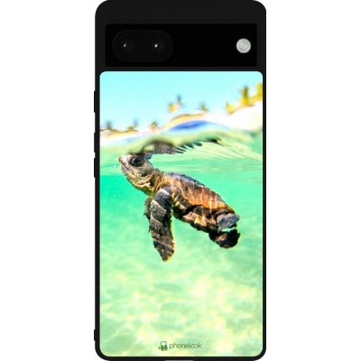 Coque Google Pixel 6a - Silicone rigide noir Turtle Underwater