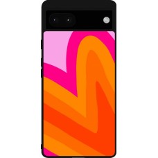 Coque Google Pixel 6a - Silicone rigide noir Valentine 2024 heart gradient